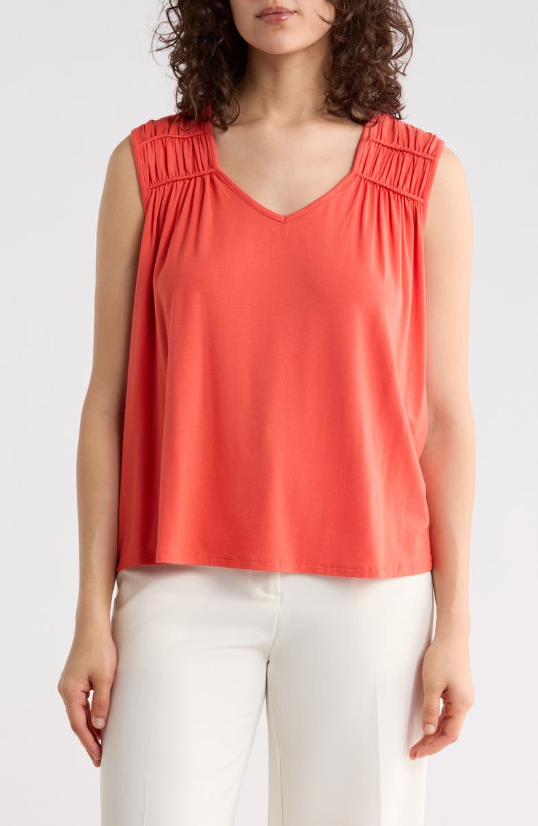 Liverpool Los Angeles Shirred Detail Jersey Tank, Main, color, Clementine