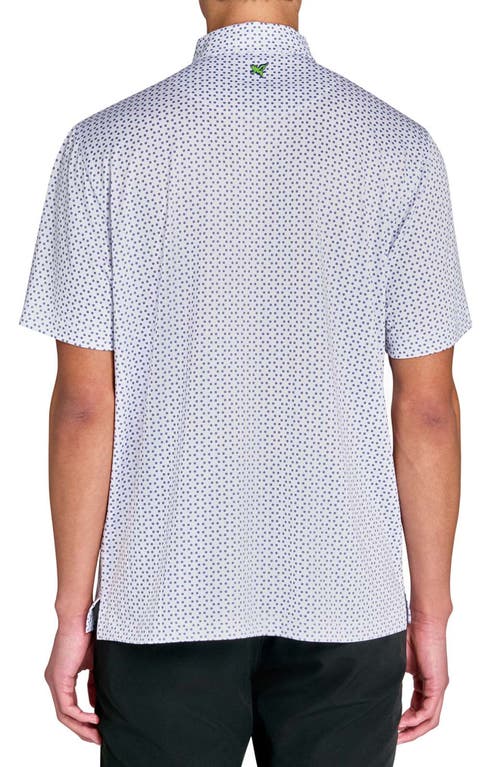 Construct Micro Floral Dot Polo In White/blue