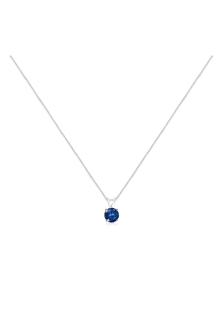 14K White Gold 1/2 Cttw Colored Lab Grown Diamond Solitaire Pendant Necklace, Alternate, color, Blue Diamond