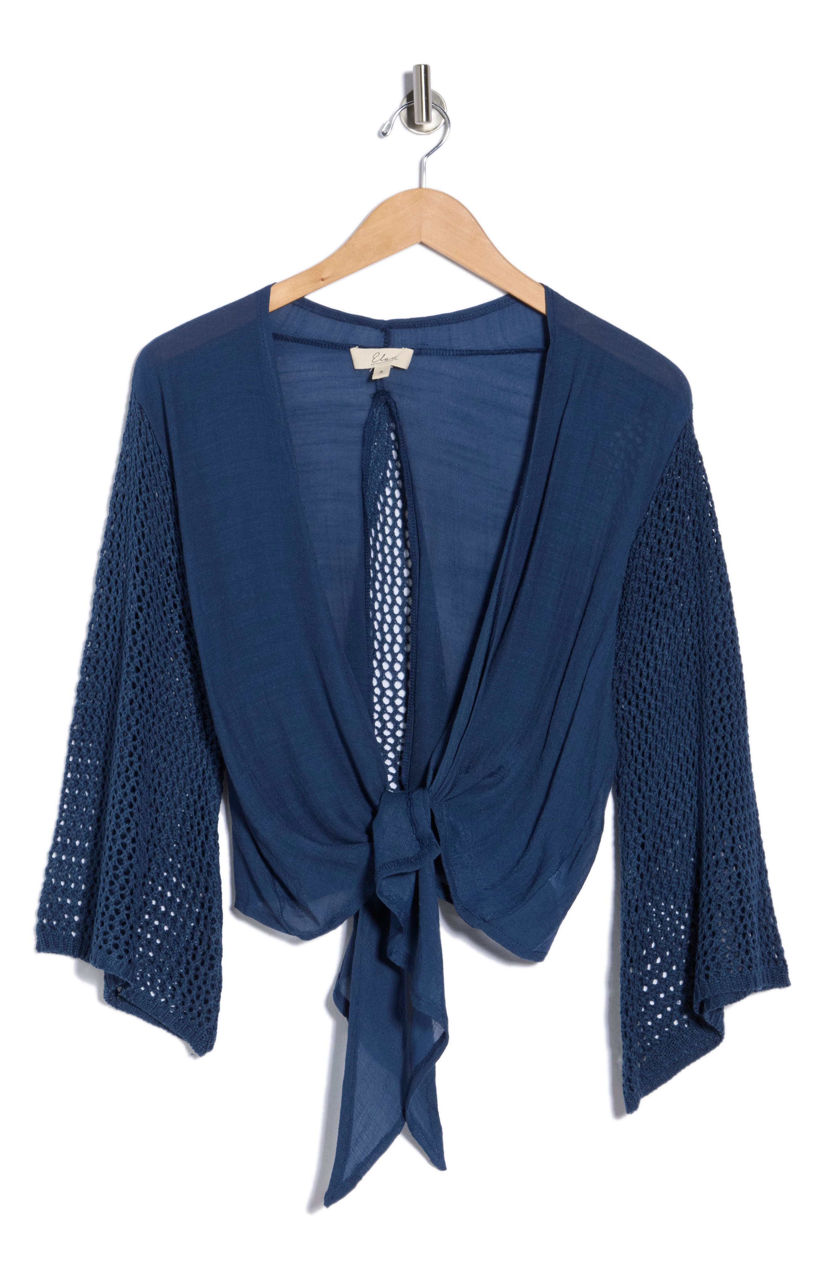 Elan Tie Front Bell Sleeve Cover-Up Top
