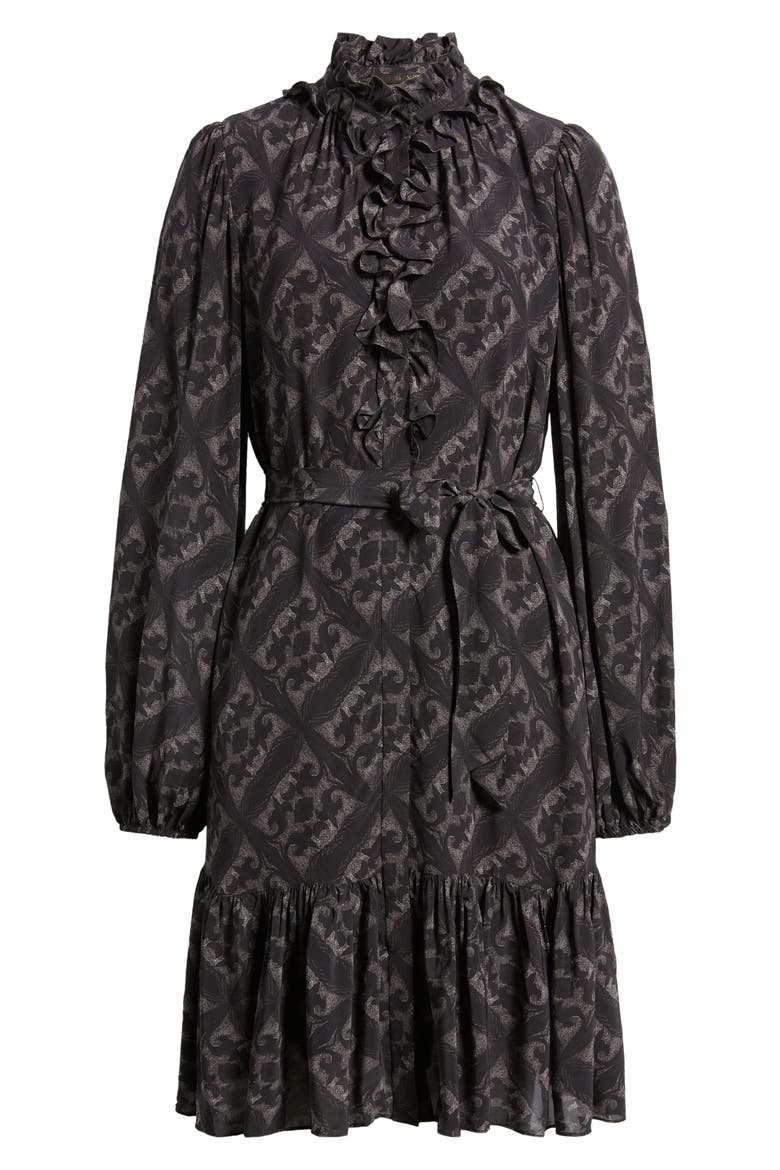 Landry Long Sleeve Leaf Print Dress, Alternate, color, BLACK MULTI
