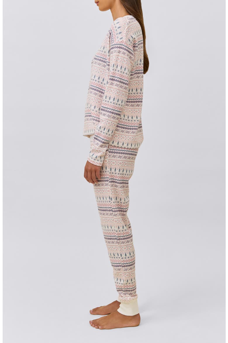 Fair Isle Waffle Knit Pajamas, Alternate, color, WINTER ROSE