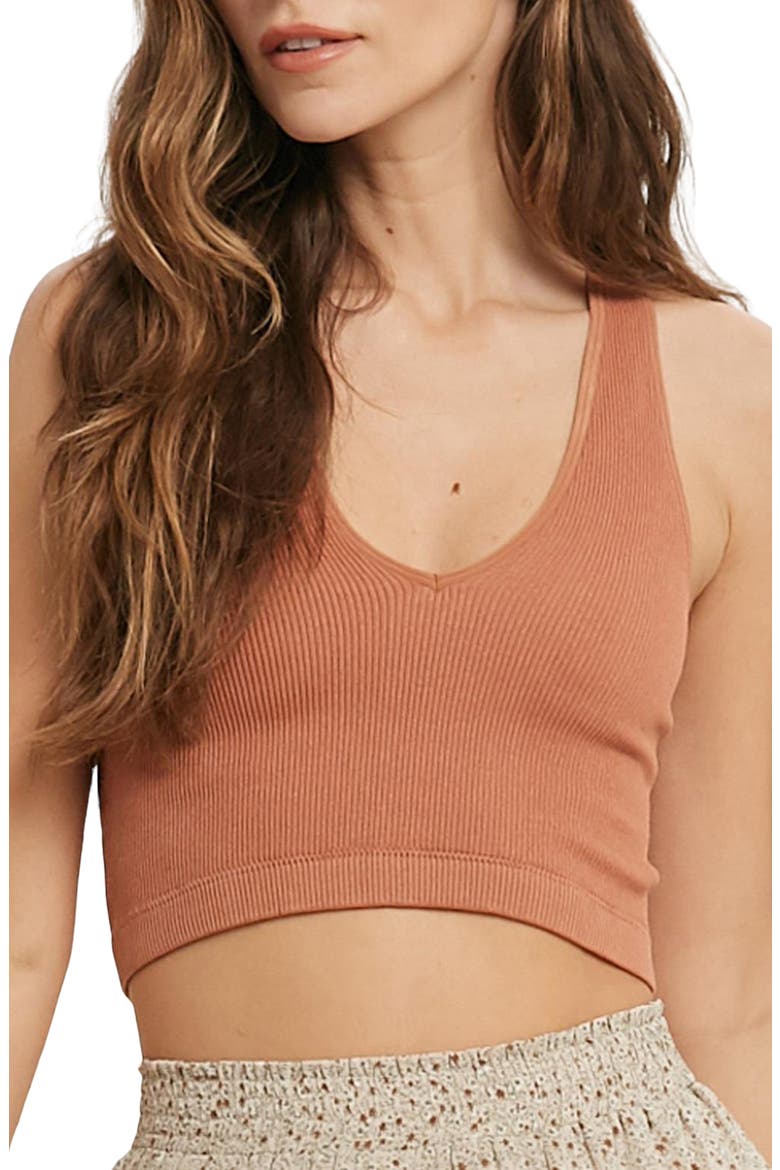 Seamless Racerback Bralette, Main, color, TERRACOTTA
