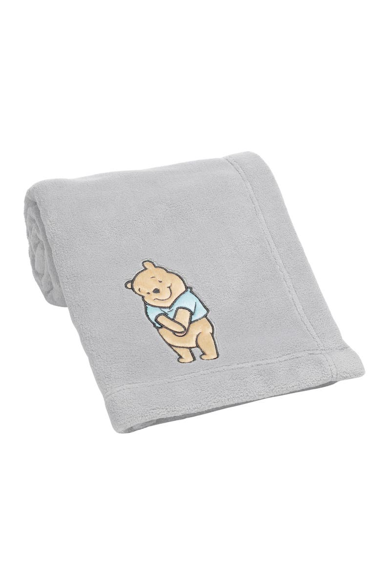 Lambs & Ivy Disney Baby Winnie the Pooh Hugs Soft Fleece Baby Blanket, Alternate, color, Gray