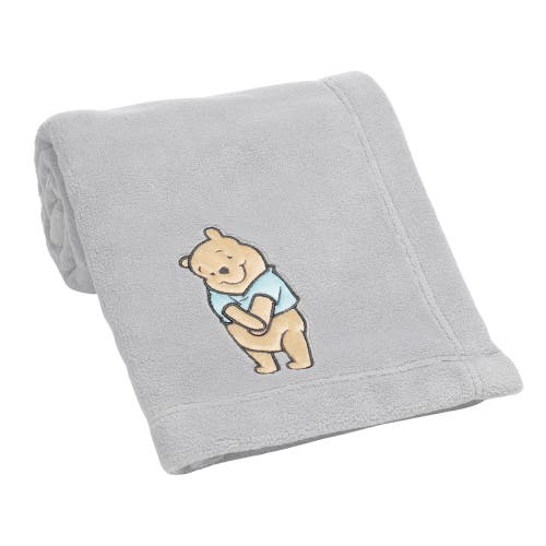 Lambs & Ivy Disney Baby Winnie The Pooh Hugs Soft Fleece Baby Blanket In Gray