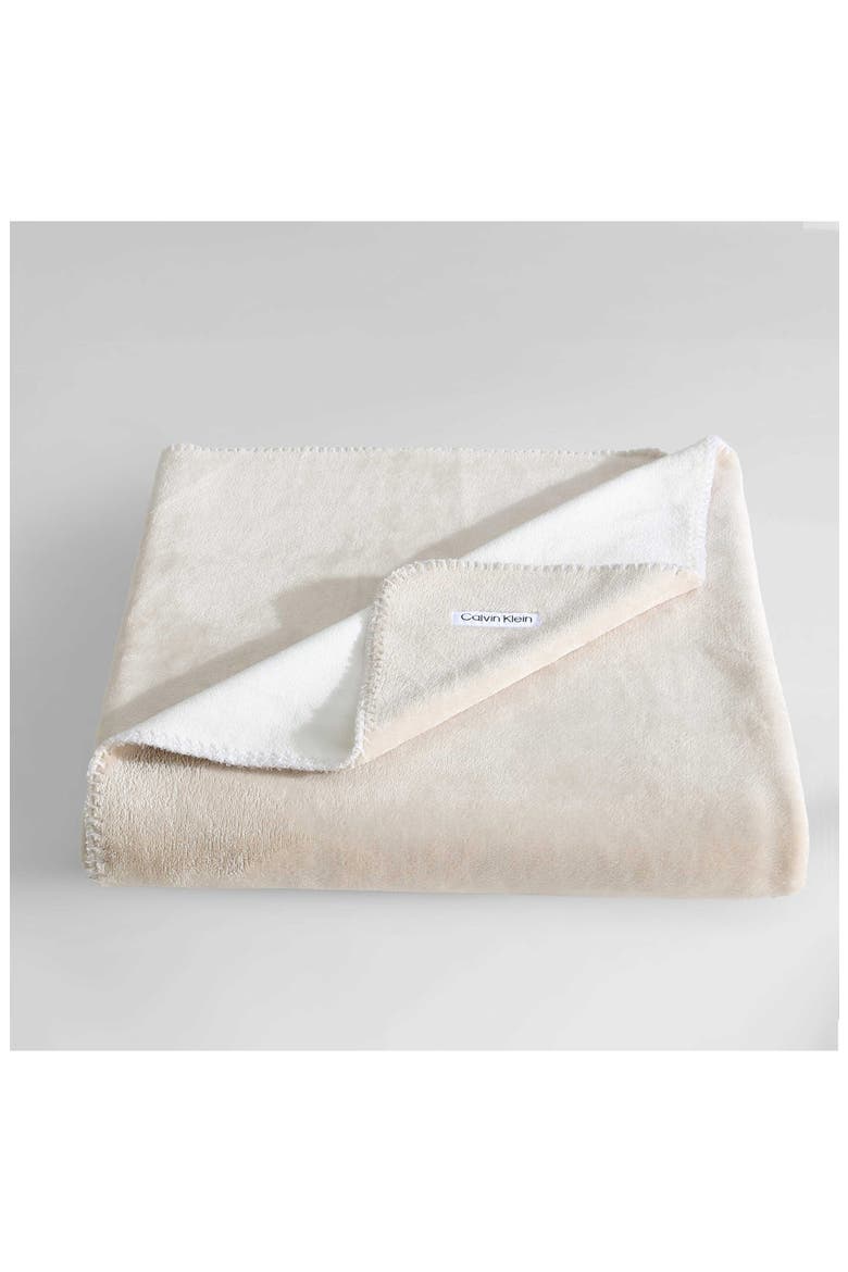 Modern Reversible Throw Blanket, Alternate, color, LIGHT BEIGE