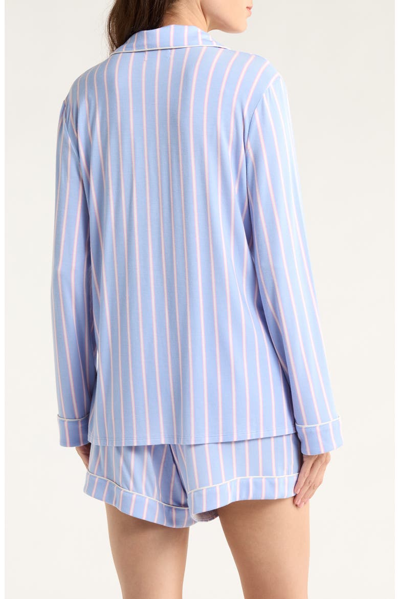 Moonlight Eco Long Sleeve Short Pajamas, Alternate, color, BLUE- IVORY JANE PINSTRIPE
