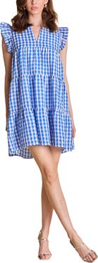 English Factory Gingham Check Tiered Minidress