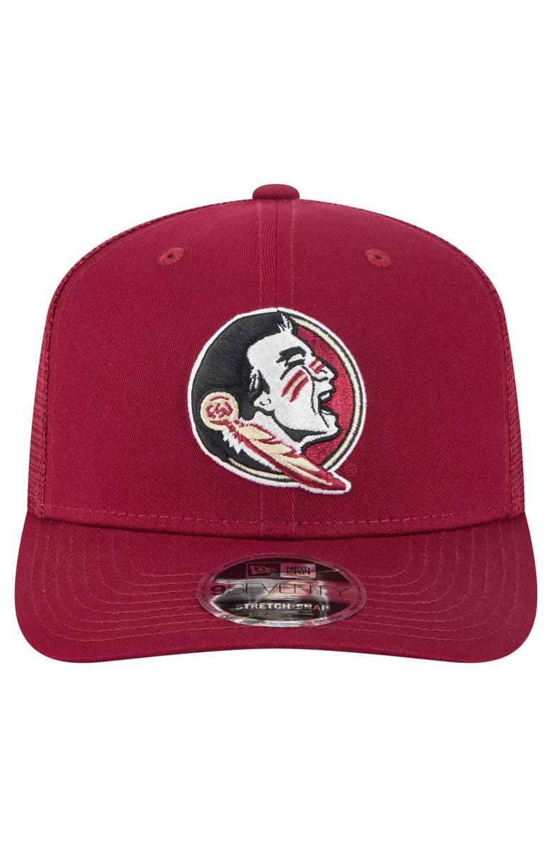 New Era Men's New Era Garnet Florida State Seminoles Primary 9SEVENTY Trucker Stretch-Snap Hat, Alternate, color,