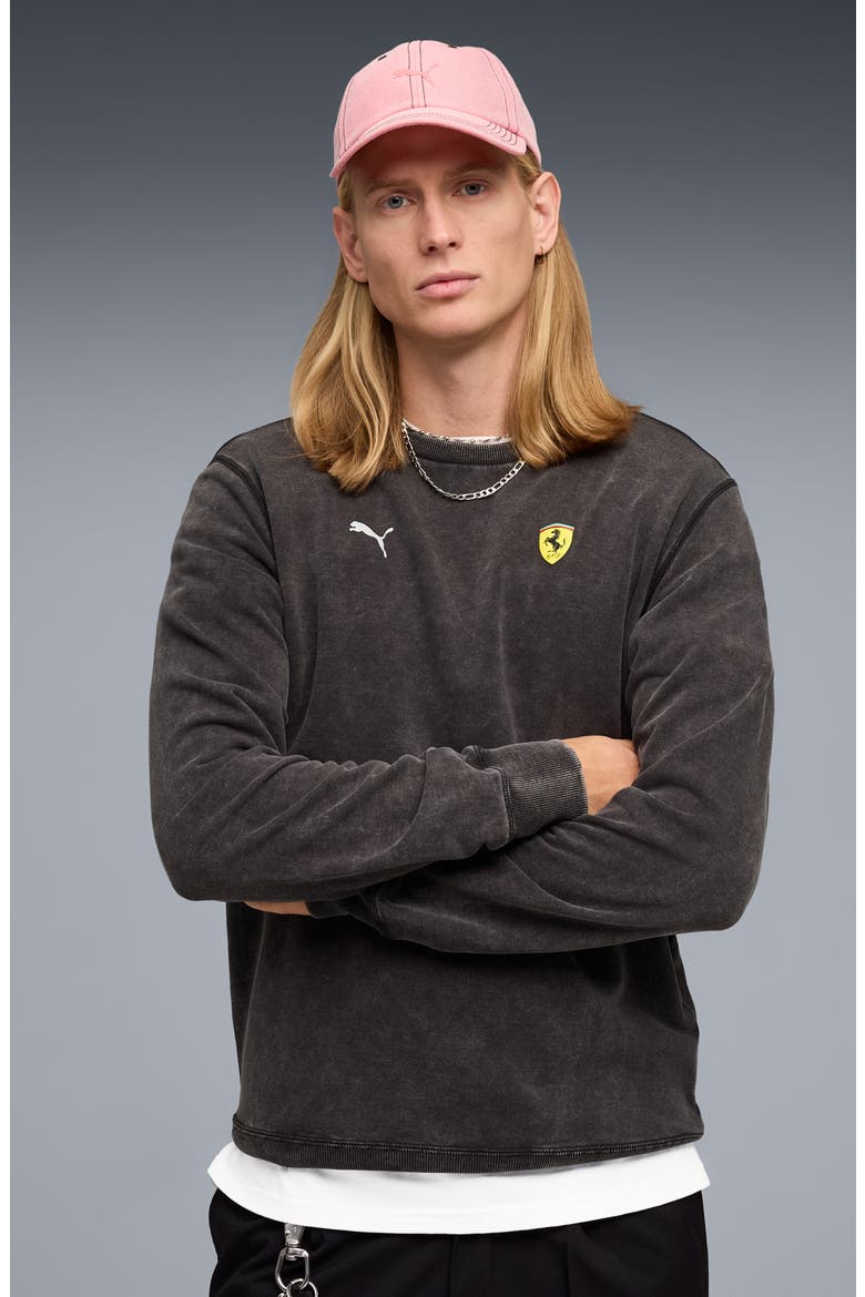 Ferrari Graphic Sweatshirt, Alternate, color, PUMA BLACK