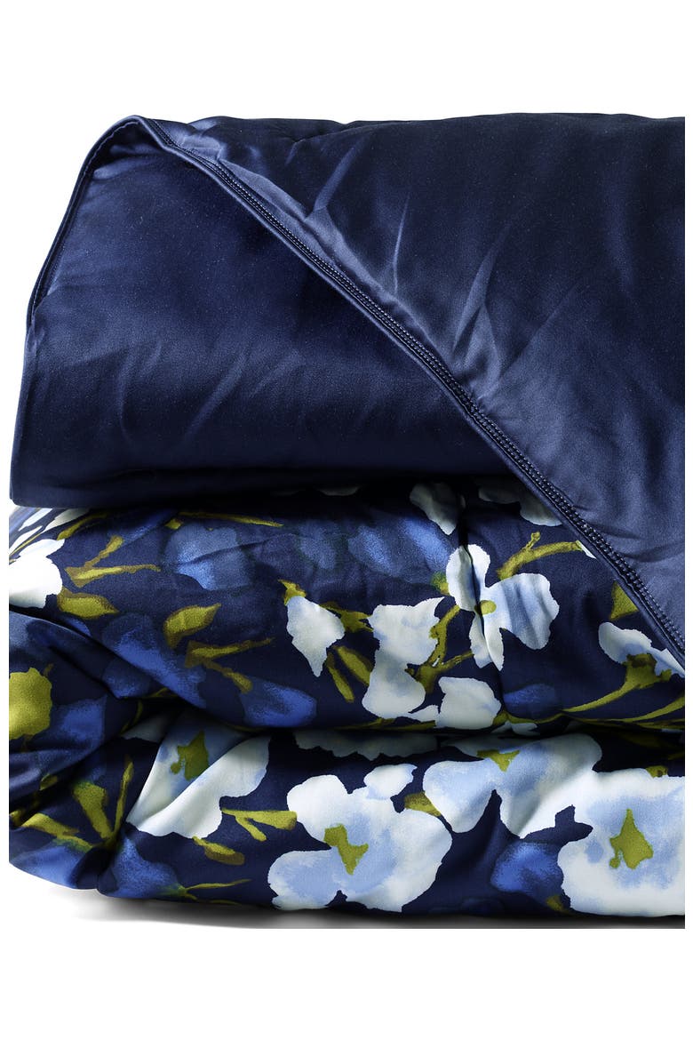 400 Thread Count Premium Supima Cotton No Iron Sateen Comforter, Alternate, color, Deep Sea Navy Floral