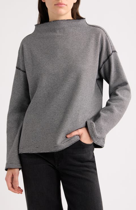 Reversible Boxy Cotton Funnel Neck Top