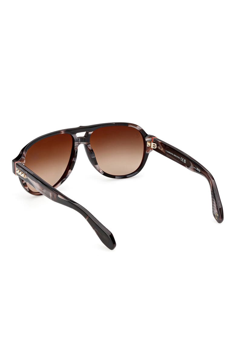 58mm Gradient Pilot Sunglasses, Alternate, color, STRIPED BLACK AND PEARL GRAD