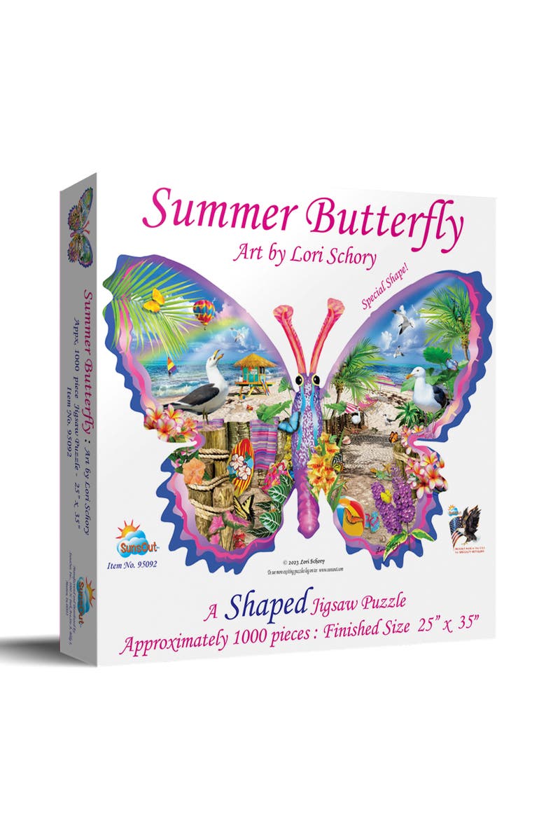 Sunsout Summer Butterfly 1000 piece Jigsaw Puzzle for Adults Special Shape, Main, color, Multicolor