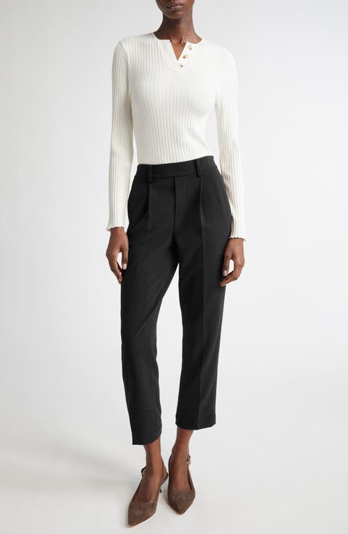 Vince Ribbed Cotton Blend Henley Top In Off White In White