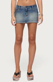 EDIKTED Seffie Low Rise Denim Skirt