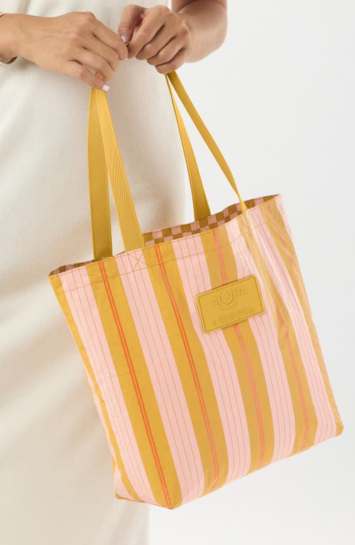 Aloha Collection Market Stripe Reversible Water Resistant Tyvek® Tote In Gold