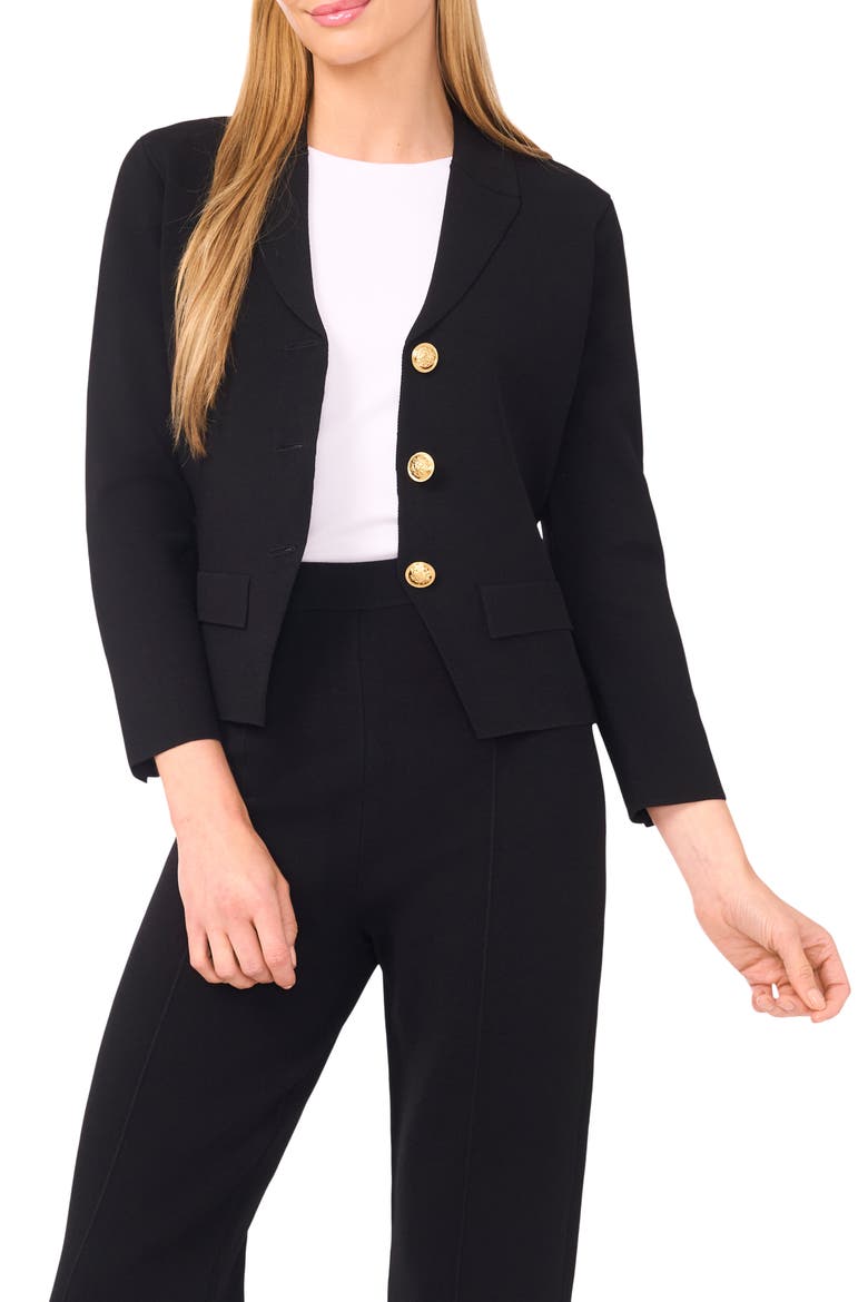 Knit Blazer, Main, color, BLACK