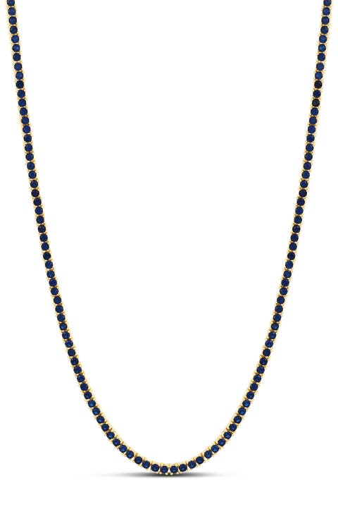 Classic 2mm Sapphire Tennis Necklace
