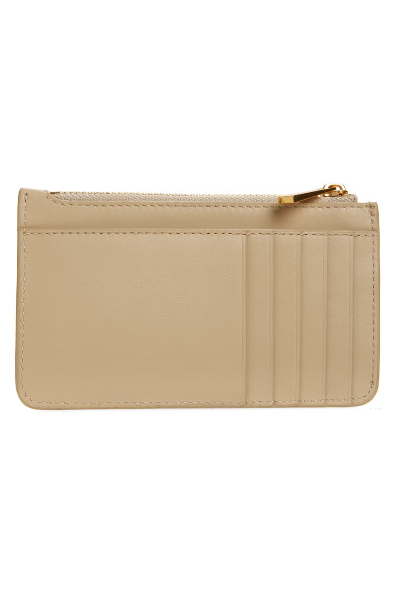 Leather Zip-Top Card Case, Alternate, color, MARZIPAN