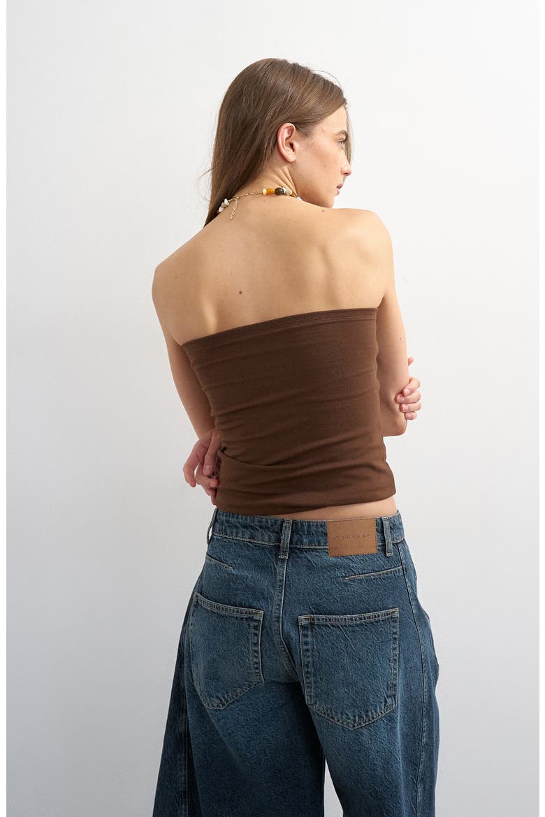 Stretch Cotton Tube Top, Alternate, color, BROWN