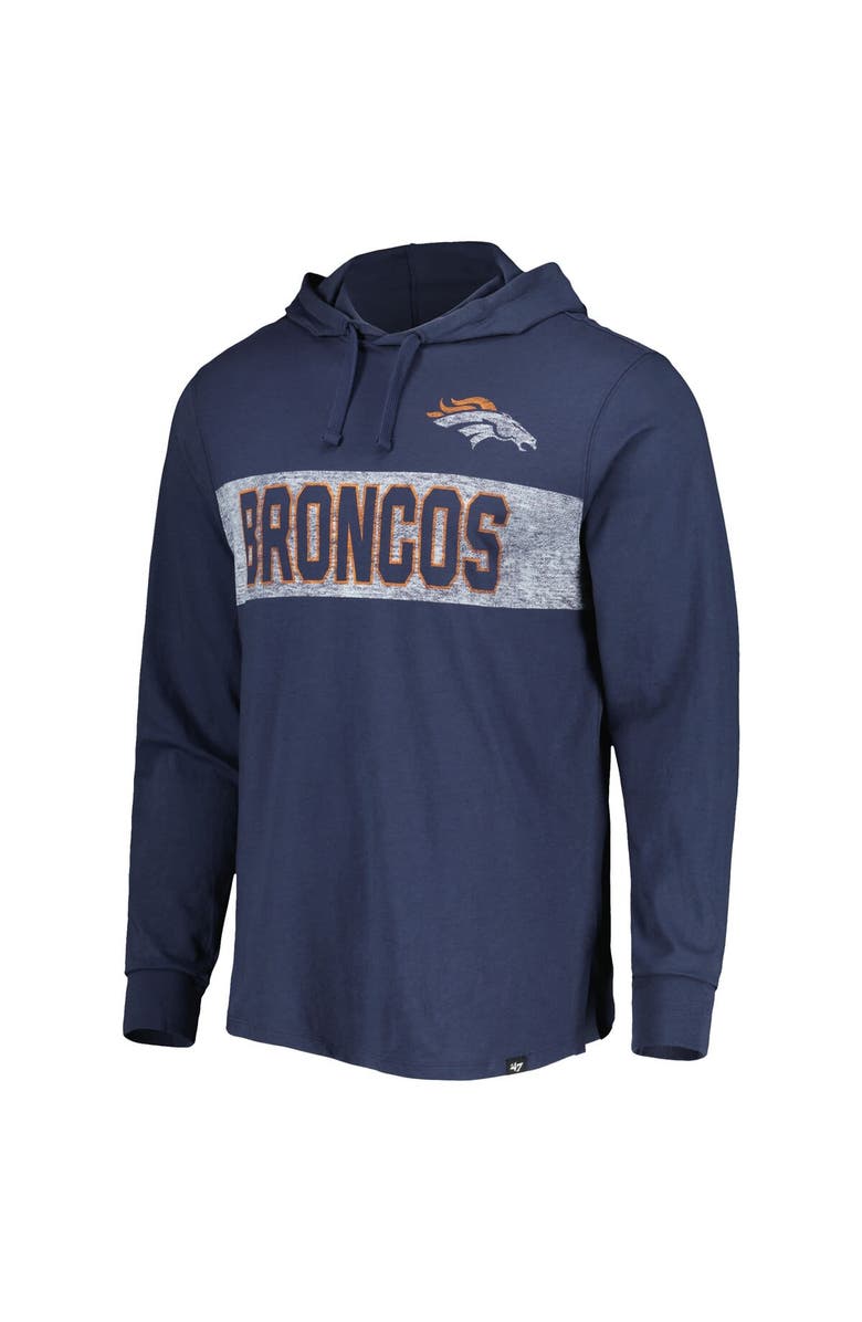 '47 Men's '47 Navy Denver Broncos Field Franklin Hooded Long Sleeve T-Shirt, Alternate, color, 