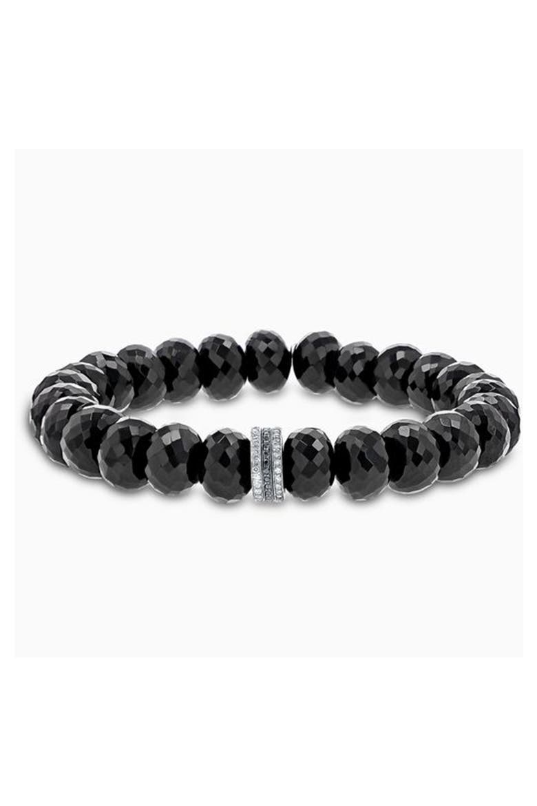 Spinel 10MM Bead Bracelet With Silver And Black Diamond Rondelles, Main, color, Spinel / Sterling Silver