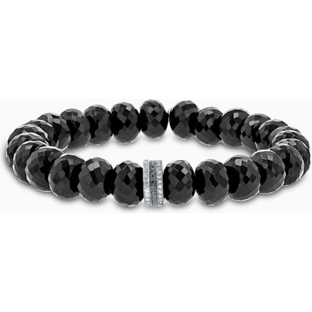 Sheryl Lowe Spinel 10mm Bead Bracelet With Silver And Black Diamond Rondelles