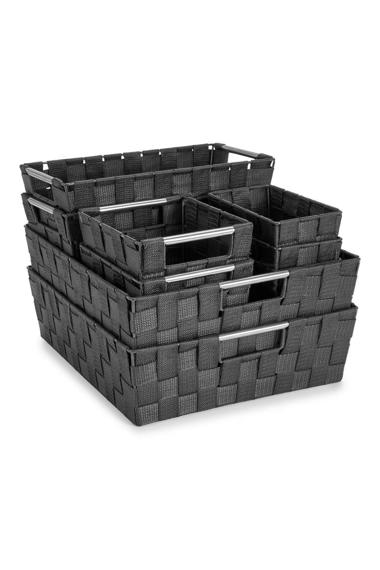 9-Piece Woven Storage Basket Set, Main, color, GRAY