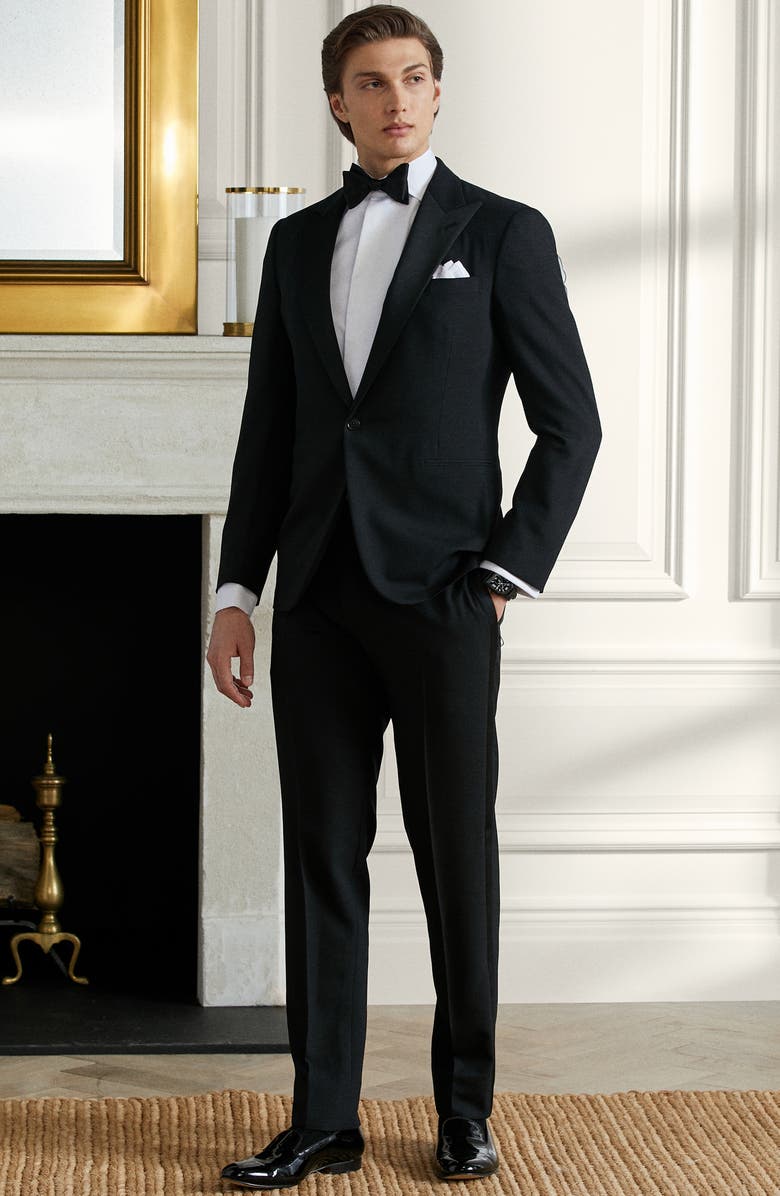 Ralph Lauren Purple Label Gregory Hand Tailored Wool Tuxedo, Alternate, color, Black
