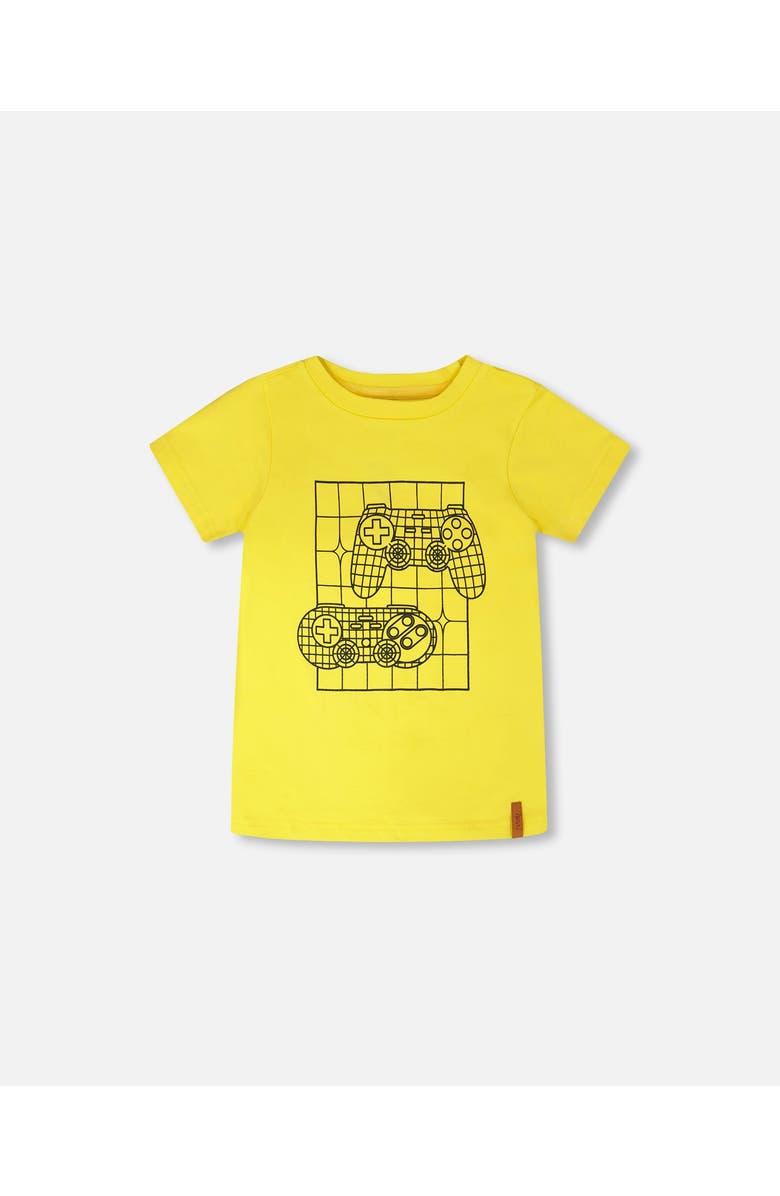 Deux par Deux Organic Cotton Jersey Gamer T-Shirt, Main, color, Yellow