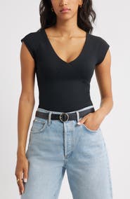 Open Edit Cap Sleeve Top