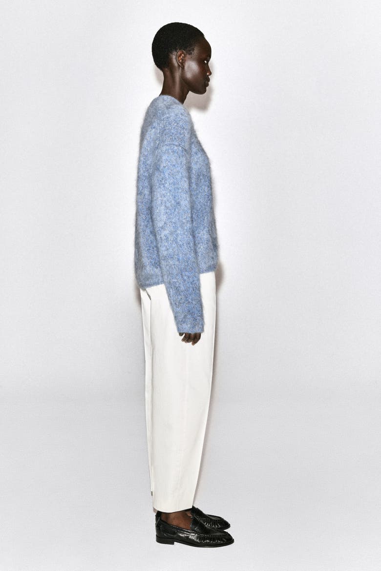 Two-Tone Brushed-Cashmere Sweater, Alternate, color, BLUE MÉLANGE