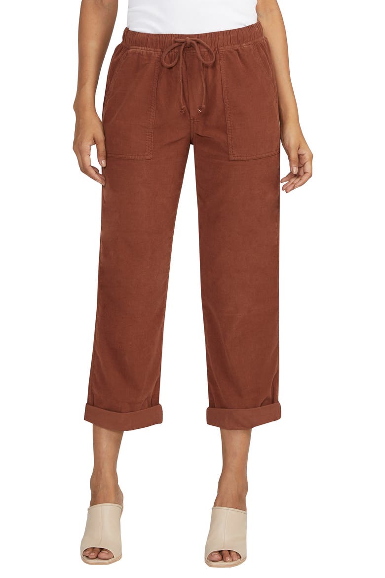 Relaxed Fit Cotton Corduroy Ankle Drawstring Pants, Main, color, CAPPUCINO