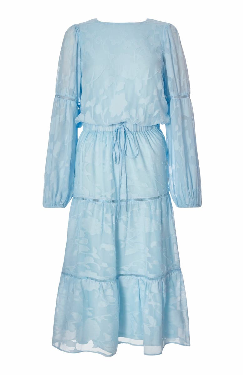 QUIZ Jacquard Midi Dress with Balloon Sleeve, Alternate, color, Pale Blue