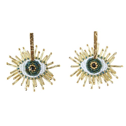 Fosterie Evil Eye Drop Beaded Earring In Gold