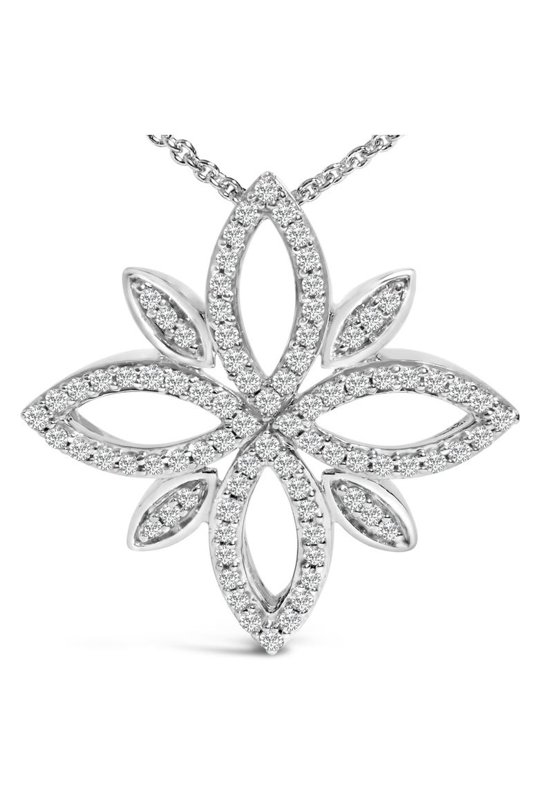 Sterling Silver 1/2 Cttw Diamond Floral Cross Pendant Necklace, Alternate, color, Silver