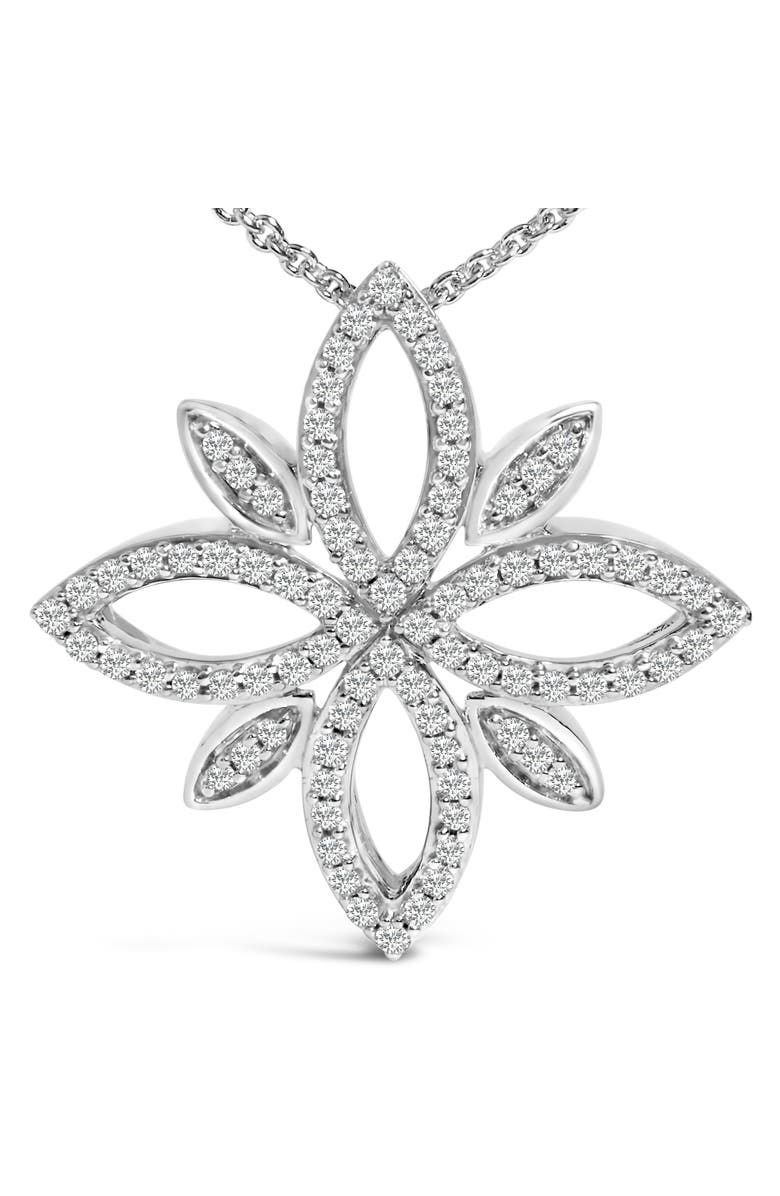 Haus of Brilliance Sterling Silver 1/2 Cttw Diamond Floral Cross Pendant Necklace, Alternate, color, Silver