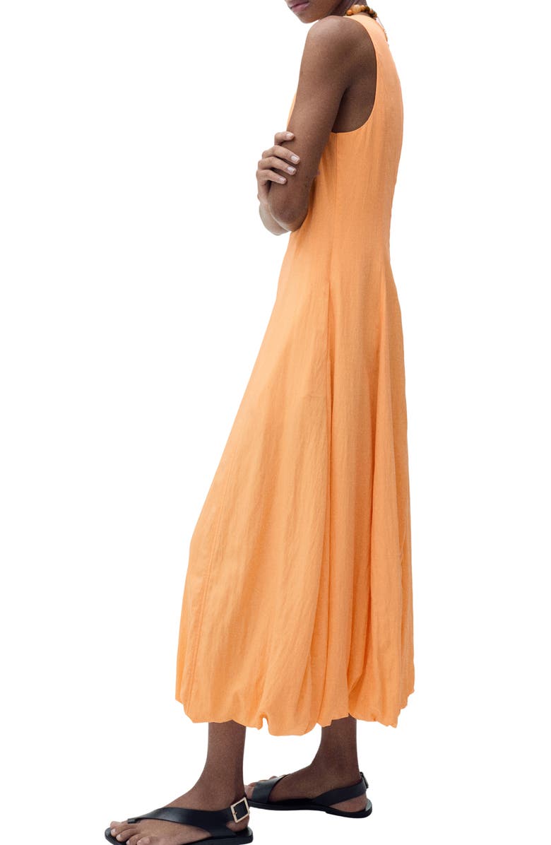 MANGO Sleeveless Bubble Hem Midi Dress, Alternate, color, Orange
