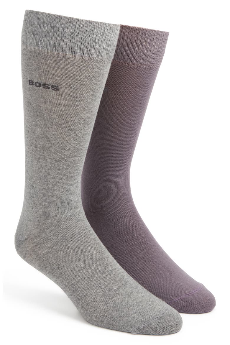 Assorted 2-Pack Cotton Blend Dress Socks, Main, color, OPEN PURPLE