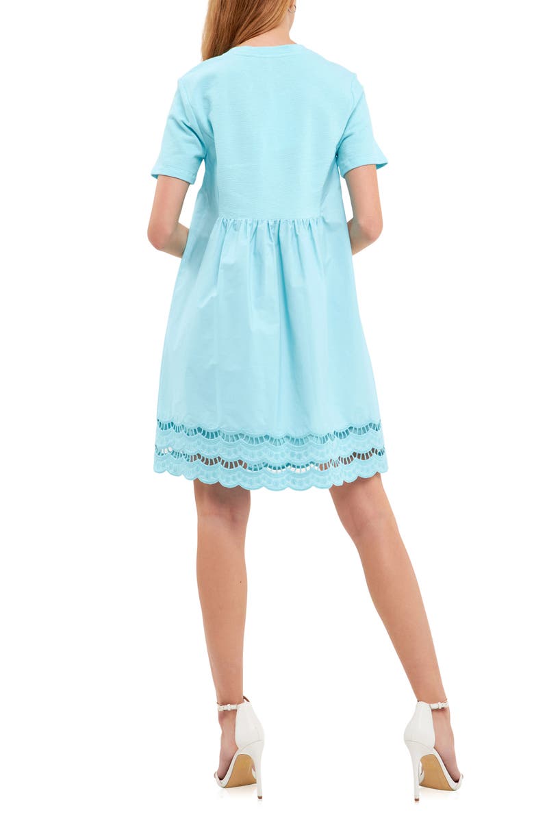 English Factory Mixed Media Minidress, Alternate, color, Aqua