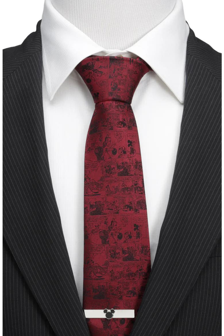 Mickey Mouse Comic Panels Silk Tie, Alternate, color, RED