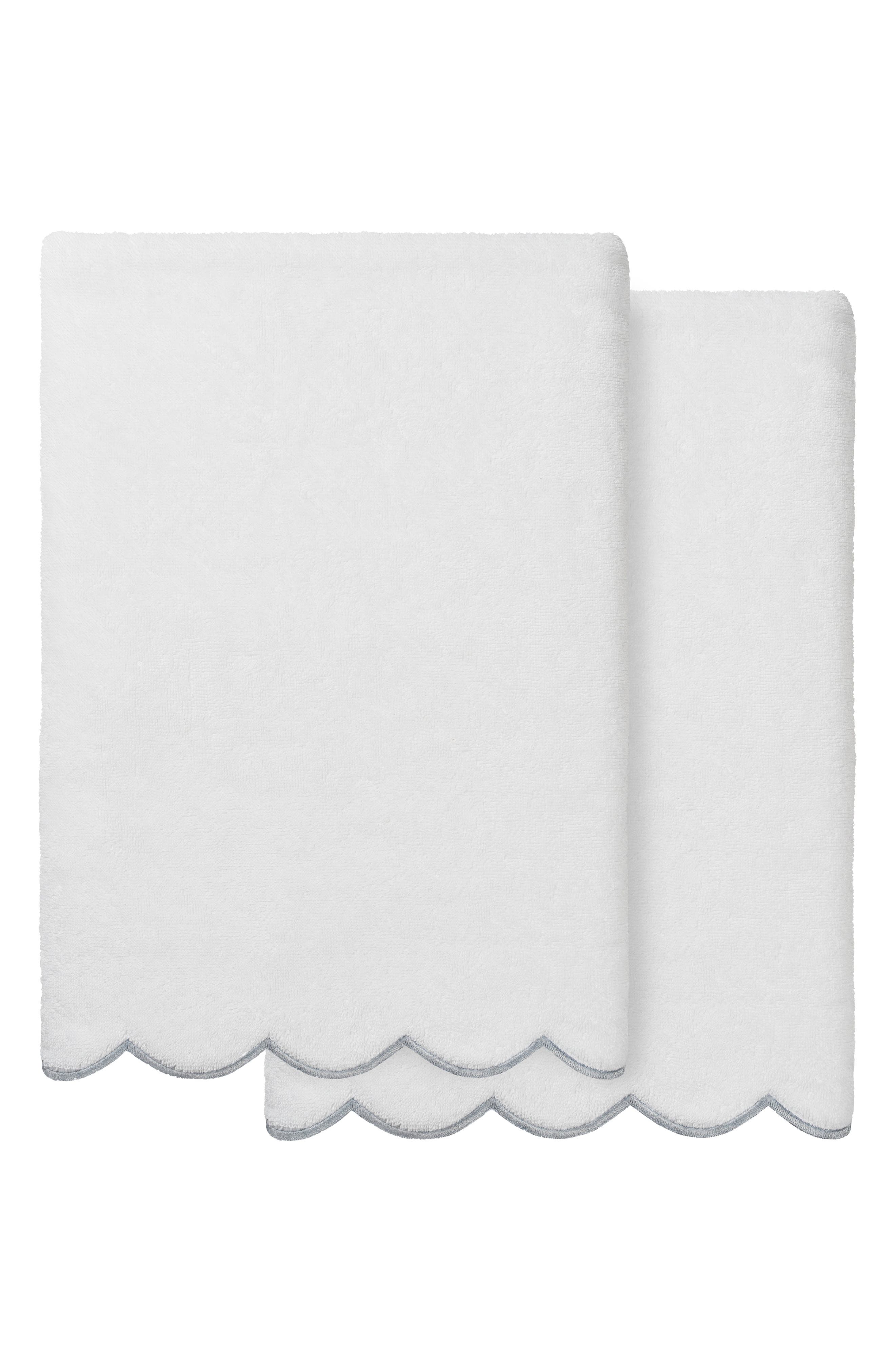 Adornia Scalloped Set of 2 Bath Towels