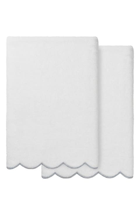 Adornia Scalloped Set of 2 Bath Towels