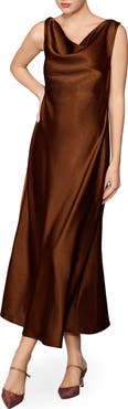 MELLODAY Drape Front Satin Midi Dress