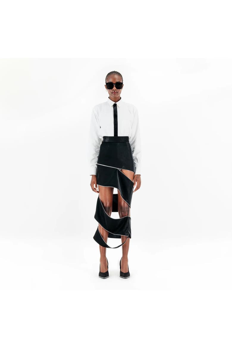 Spiral Zipper Skirt, Alternate, color, Black
