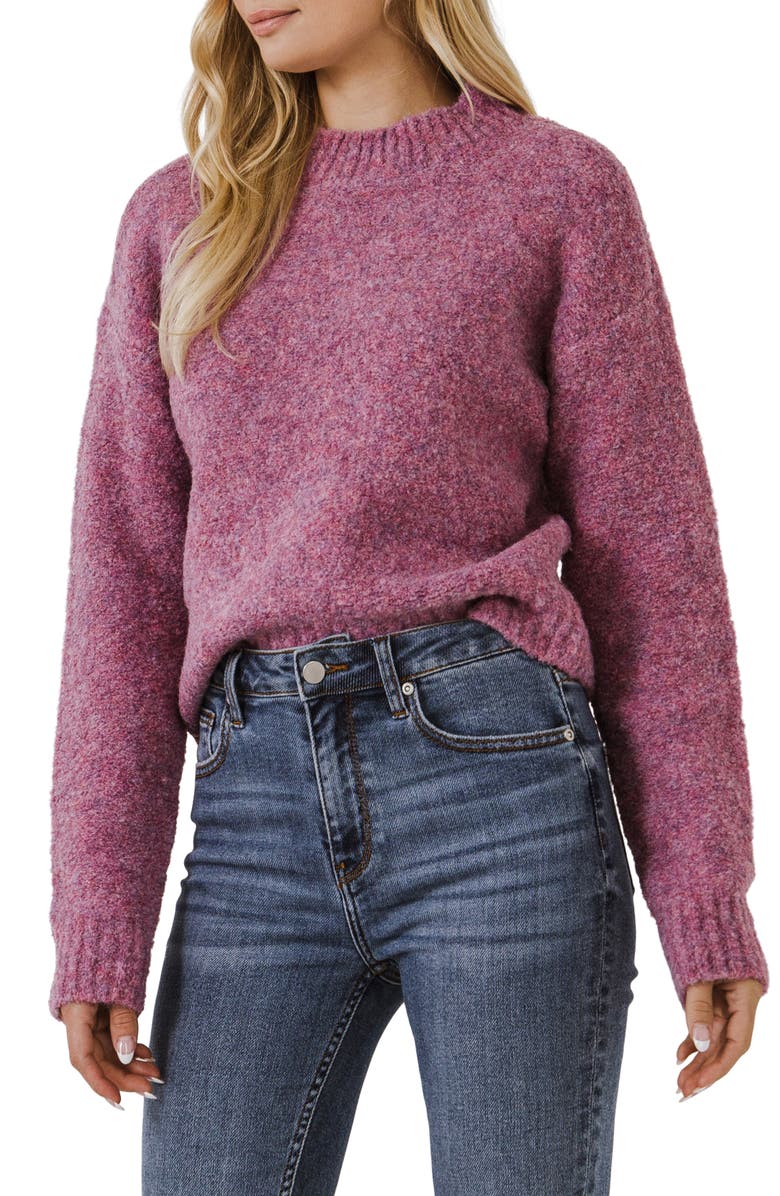 English Factory Cozy Crewneck Sweater, Alternate, color, Purple