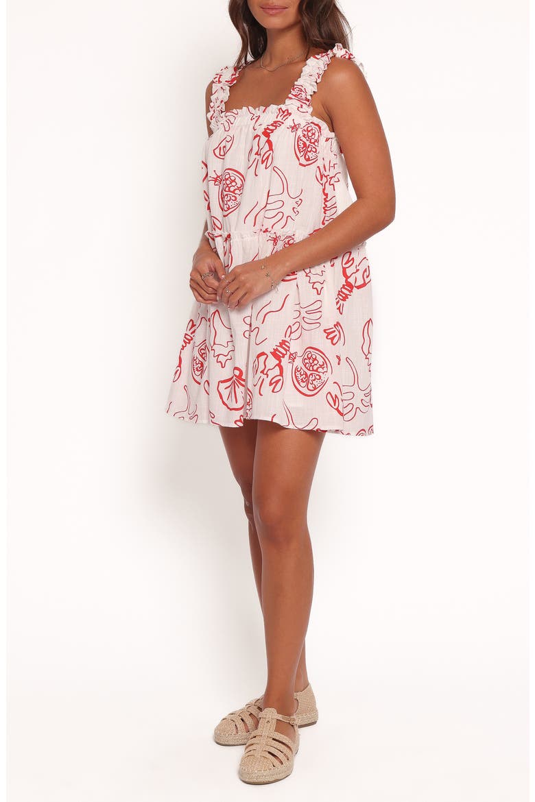 Elena Printed Cotton Sundress, Alternate, color, RED LOBSTER