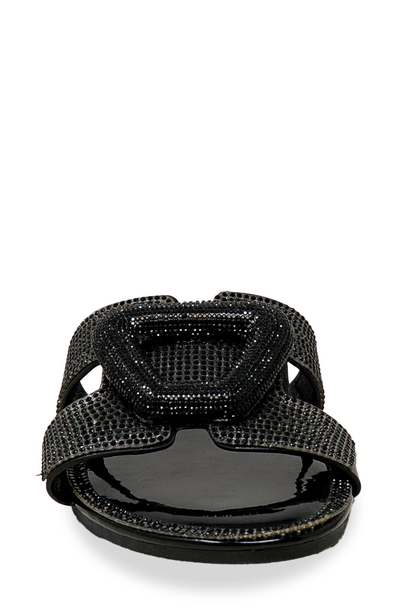 CHASE AND CHLOE Rhinestone Embellished Slide Sandal, Alternate, color, Black Metallic