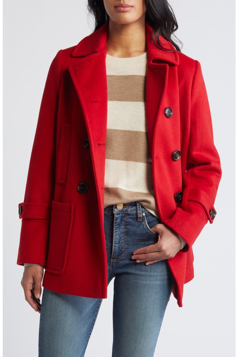 Wool Blend Peacoat, Alternate, color, CRIMSON RED
